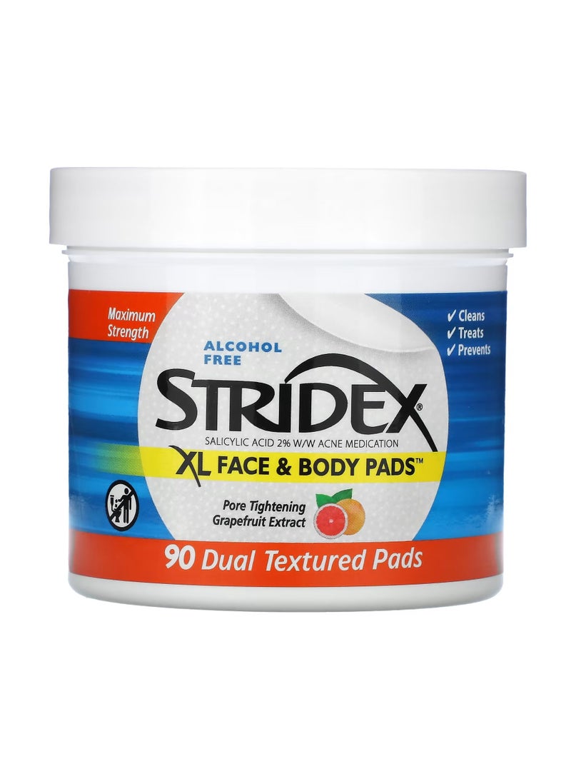 Stridex, XL Face & Body Pads, Alcohol Free, 90 Dual Textured Pads - Image 1