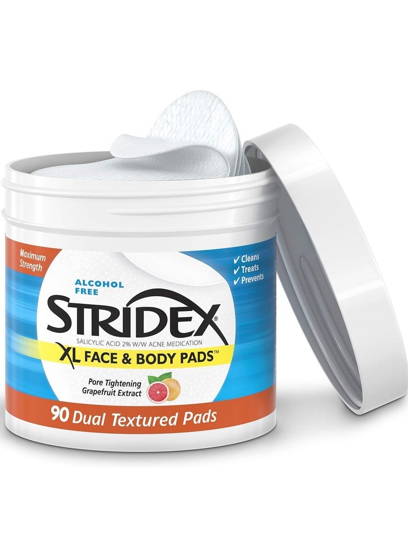 Stridex, XL Face & Body Pads, Alcohol Free, 90 Dual Textured Pads - Image 2