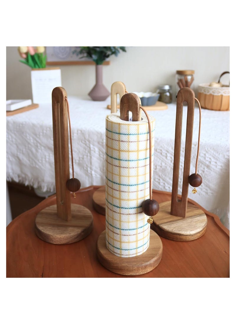 SYOSI - Kitchen Roll Holder Free Standing, Acacia Wood Paper Towel Holder Stand for Kitchen Counter, Non Slip Kitchen Towel Roll Holder Countertop, Farmhouse Kitchen Organizer Fits Most Size Paper Roll - Image 1