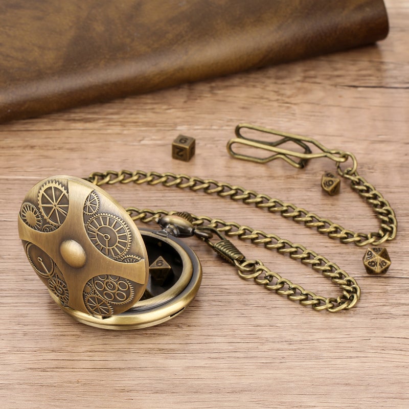 2024 New Bronze Gear Pocket Watch Case Dice Antique-PDND0201 - Image 3