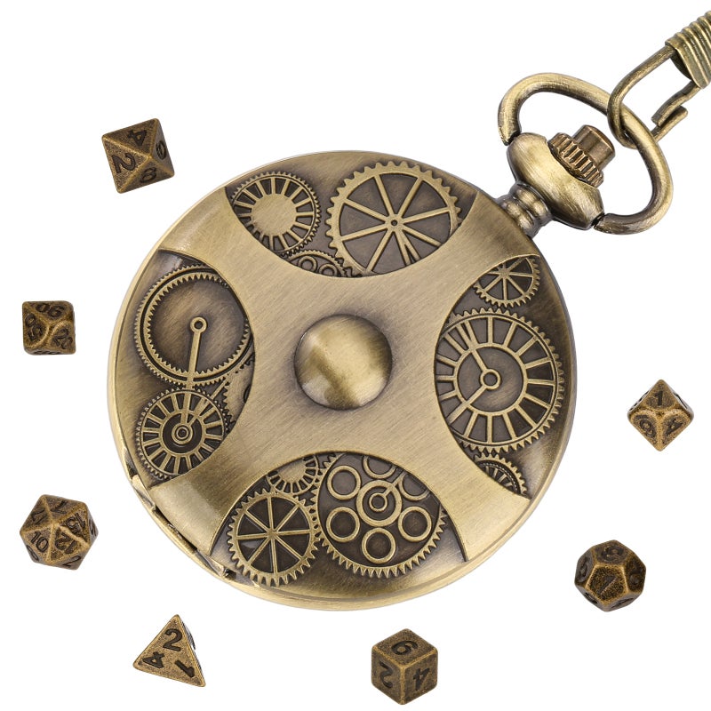 2024 New Bronze Gear Pocket Watch Case Dice Antique-PDND0201 - Image 5