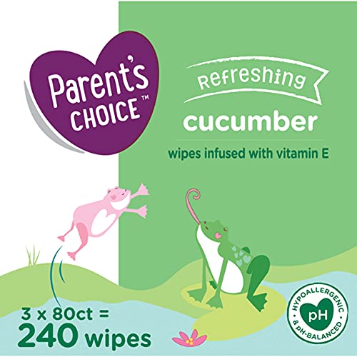Parent's Choice Refreshing Cucumber Scent Baby Wet Wipes Infused with Vitamin E and Aloe, 240 Count (Value Pack Includes 3 80-Count Packages) - 1 Pack - Image 3