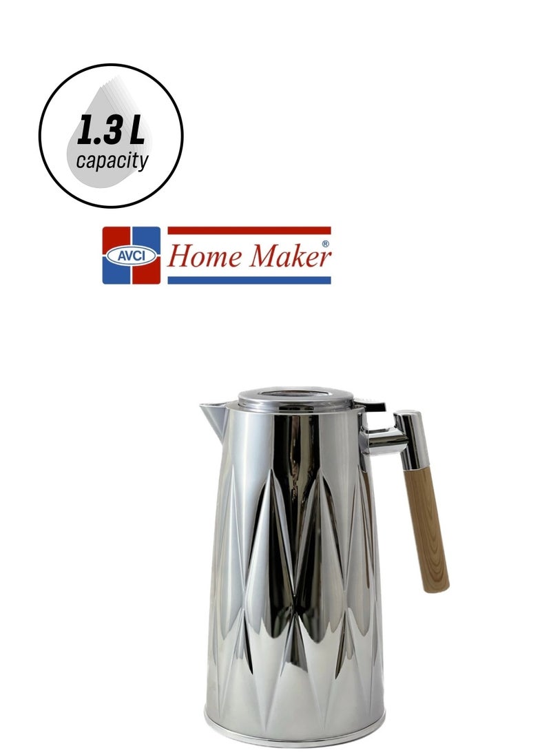Home Maker - Tea & Coffee Flask 1.3 Litre Silver - Image 1
