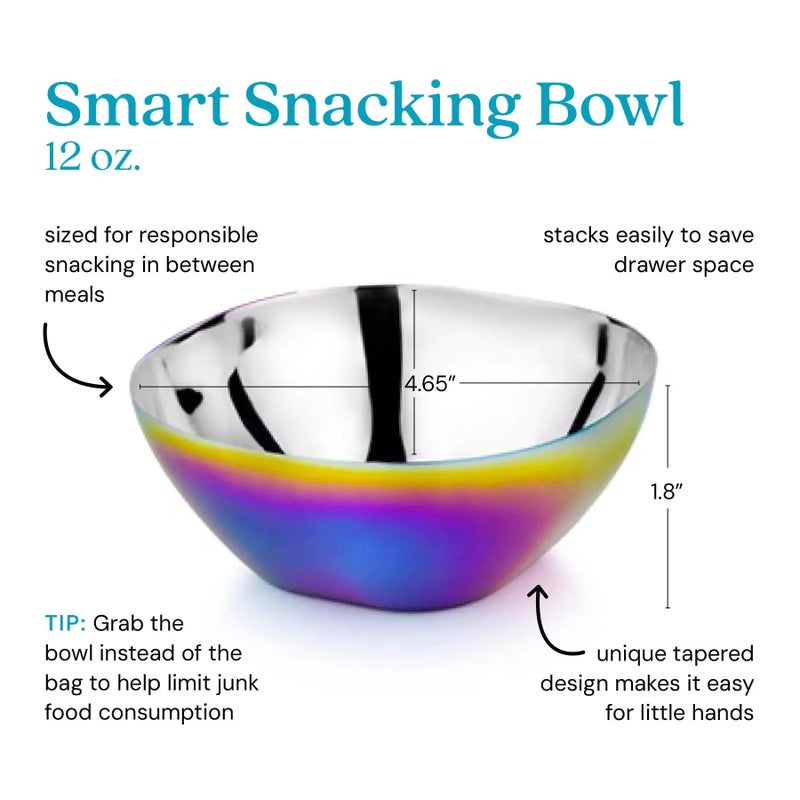 Ahimsa Stainless Steel Bowls for Kids, Durable Pediatrician Designed Toddler Snack Bowl, Premium Non Toxic Metal, Easy to Clean & Dishwasher Safe, Set of 4 Rainbow - Image 2