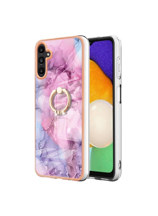 S-TOP Case For Samsung Galaxy A55 Electroplating Marble Dual-side IMD Phone Case with Ring - Image 1