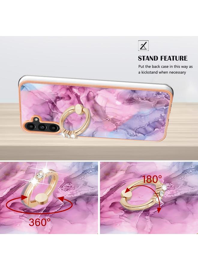 S-TOP Case For Samsung Galaxy A55 Electroplating Marble Dual-side IMD Phone Case with Ring - Image 3