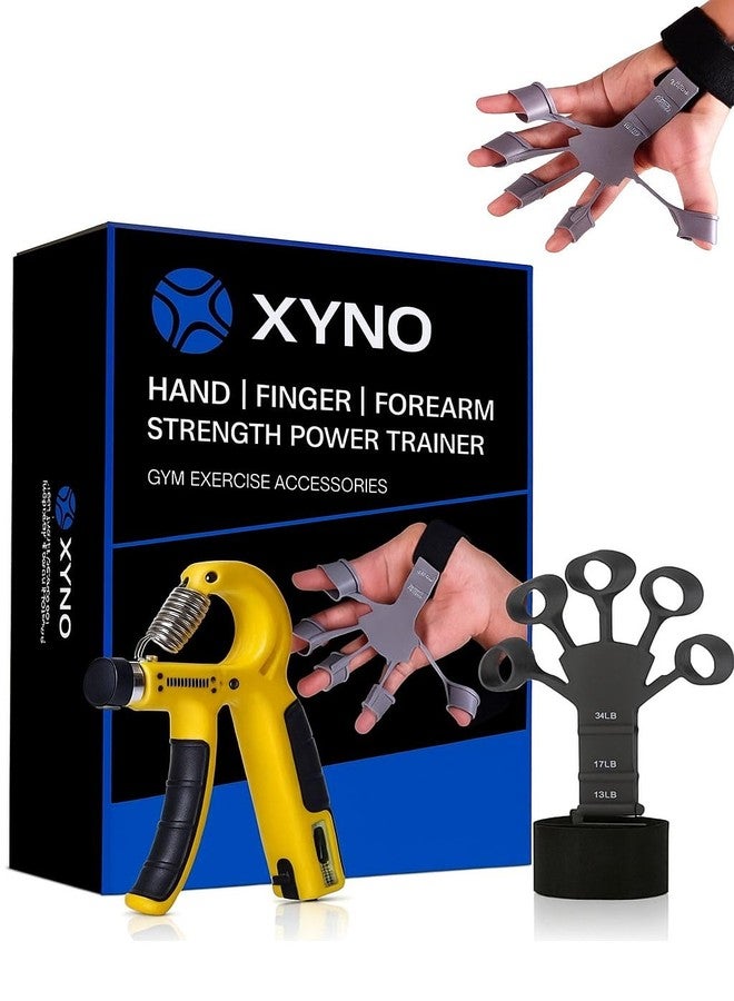 XYNO Hand Grip Strengthener Combo with Counter - 2 Finger Grippers for Forearm, Finger & Vein Training - Adjustable Resistance, Durable ABS Build, 1-Year Warranty - Home & Gym Workout Tool - Image 1