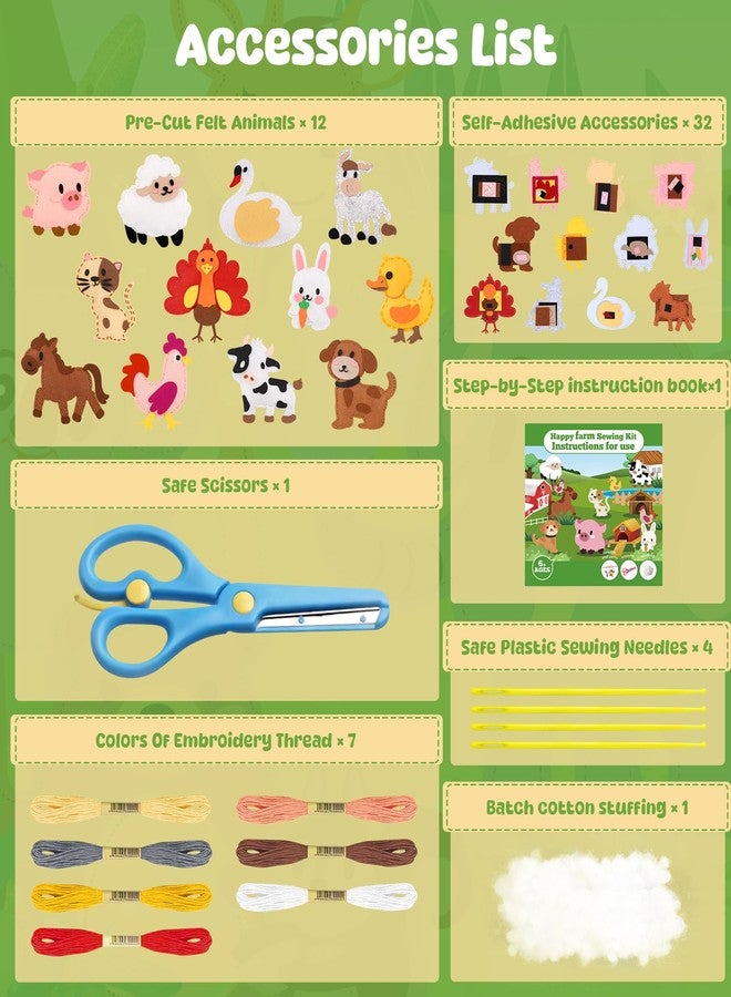 YEETIN Sewing Kit for Kids Ages 6+, Beginner Felt Sewing Craft Kit, DIY Farm Stuffed Animals Making Set, Learn to Sew Gifts for Birthday - Image 2