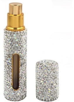 Bestbling Bling Rhinestone-decorated 10ml Perfume Spray Bottle-Portable and Durable for Travel and Customizing Scents (Silver) 