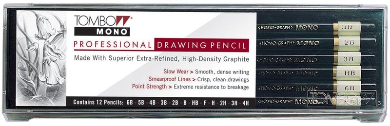 Tombow Professional Drawing Pencils 12/Pkg-6B,5B,4B,3B,2B,B,HB,F,H,2H,3H,4H - Image 1