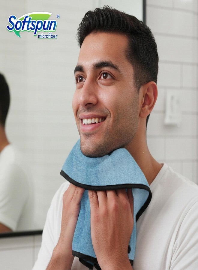 SOFTSPUN Microfiber Hand & Face Wipes 280 GSM 20x30 Cms, 4 Piece Towel Set, Light Sky Blue Super Soft & Silky for Hand, Face and Body - Hypoallergenic Sensitive Skin Wipes & Washcloths. - Image 4