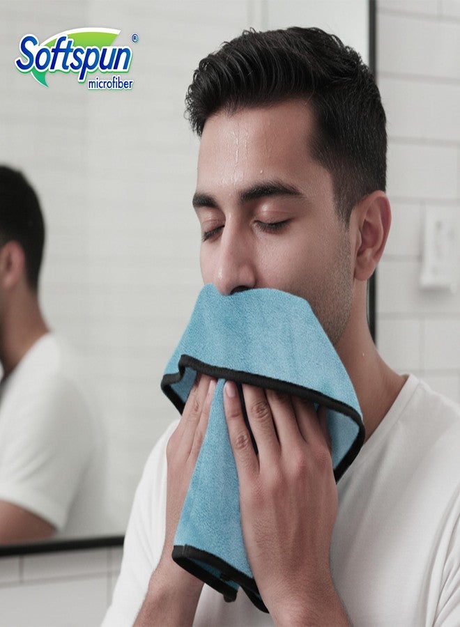 SOFTSPUN Microfiber Hand & Face Wipes 280 GSM 20x30 Cms, 4 Piece Towel Set, Light Sky Blue Super Soft & Silky for Hand, Face and Body - Hypoallergenic Sensitive Skin Wipes & Washcloths. - Image 2