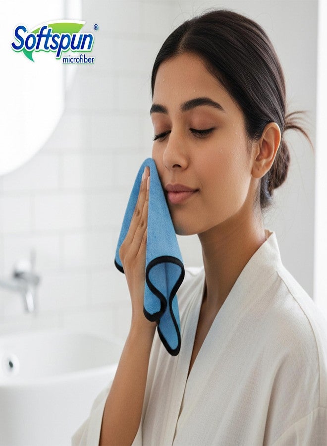 SOFTSPUN Microfiber Hand & Face Wipes 280 GSM 20x30 Cms, 4 Piece Towel Set, Light Sky Blue Super Soft & Silky for Hand, Face and Body - Hypoallergenic Sensitive Skin Wipes & Washcloths. - Image 5