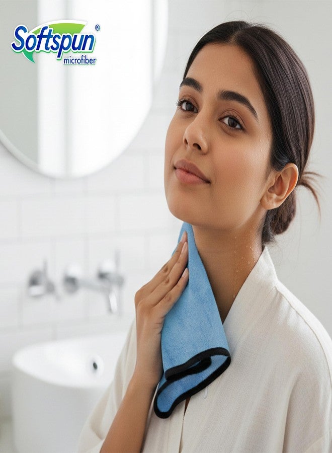 SOFTSPUN Microfiber Hand & Face Wipes 280 GSM 20x30 Cms, 4 Piece Towel Set, Light Sky Blue Super Soft & Silky for Hand, Face and Body - Hypoallergenic Sensitive Skin Wipes & Washcloths. - Image 3