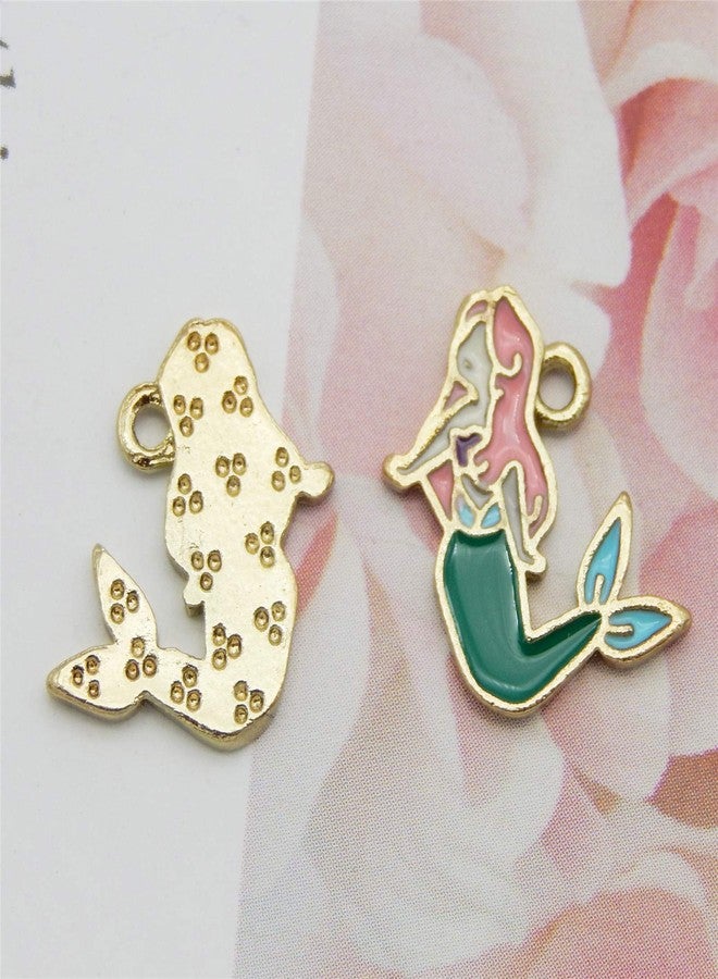 JJG 30 pcs Mermaid Charms Gold Tone Enamel Charms Pendant DIY for Necklace Bracelet Earring Jewelry Making - Image 3