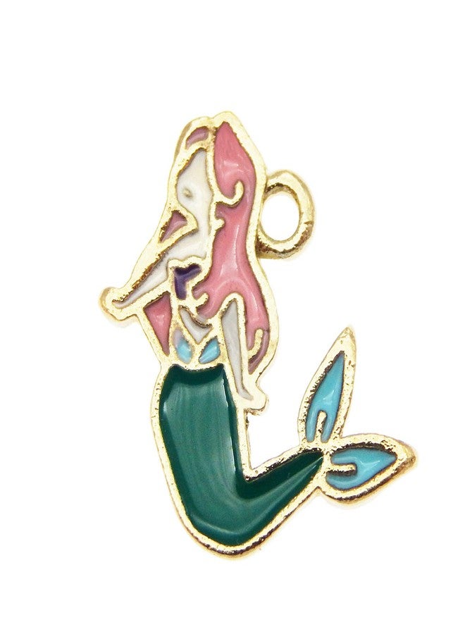 JJG 30 pcs Mermaid Charms Gold Tone Enamel Charms Pendant DIY for Necklace Bracelet Earring Jewelry Making - Image 2