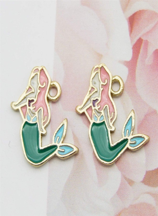 JJG 30 pcs Mermaid Charms Gold Tone Enamel Charms Pendant DIY for Necklace Bracelet Earring Jewelry Making - Image 4
