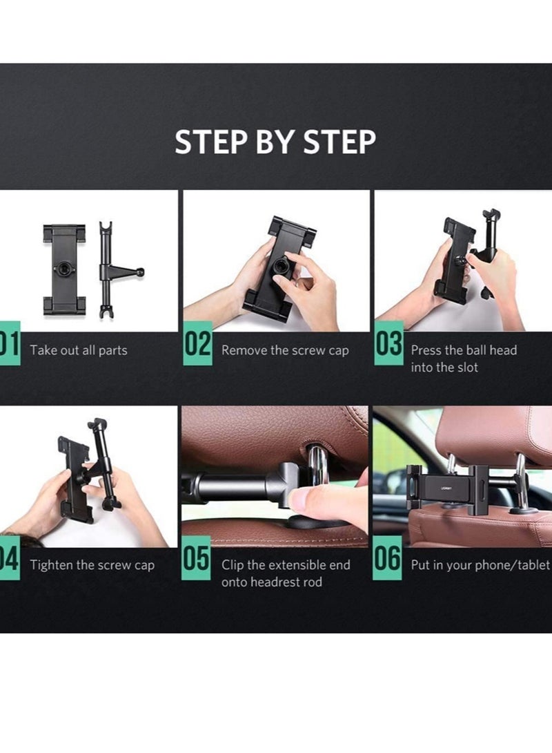 ELTRAZONE Aluminium, Silicone Car Tablet Stand, Car Headrest Tablet Holder Stand for 4.7-12.9 inches Mobile Phone iPad Tablet PC Back Seat Car Holder Stand Mount - Image 5