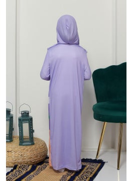 Altobeh Children's Prayer Set Practical One Piece Patterned Sleeves Removable Headscarf Lycra Hijab Dress (6-12 Years) 925-0301  - Image 3