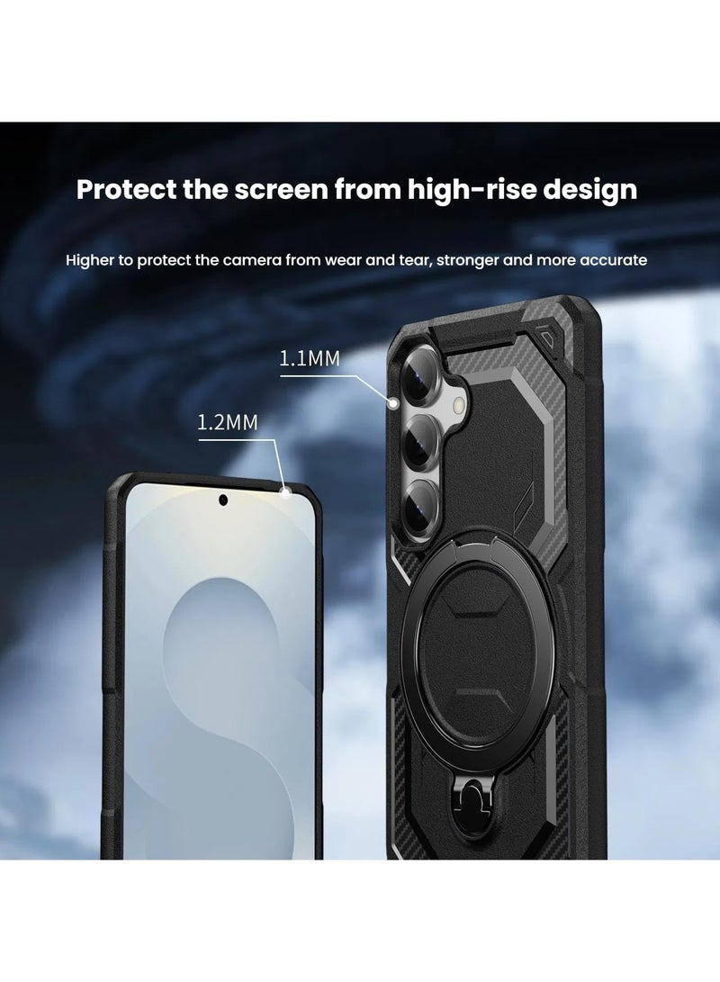 VKL Case Compatible with Samsung Galaxy A16 (5G), Built-in 360° Rotatable Ring Stand, Magnetic Skin-friendly Leather Protective Cover for Samsung A16 (Black) - Image 5