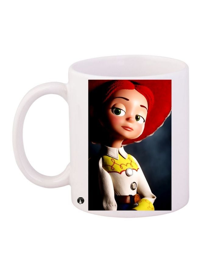 RYN Cartoon Girl Printed Coffee Mug White/Red/Yellow 11ounce