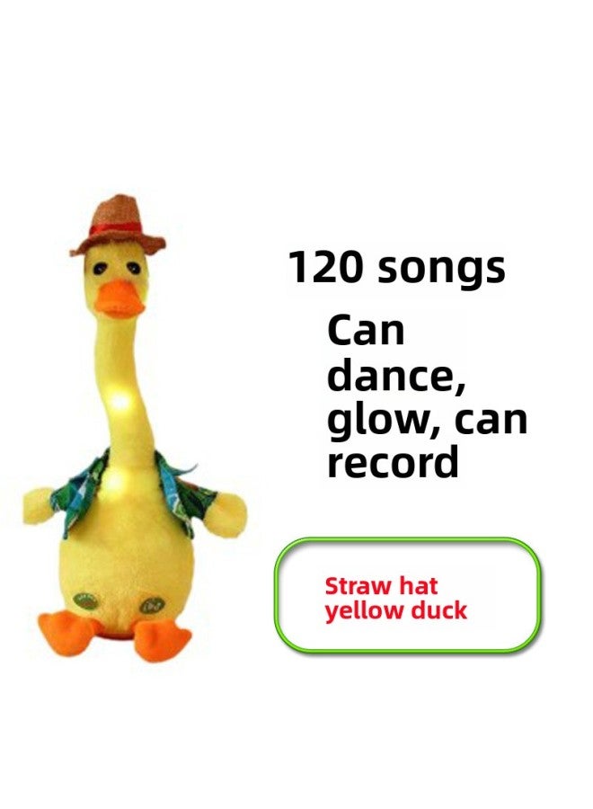 Twisting Goose Toy Internet Red Little Yellow Duck Learn To Talk Birthday Gift Little White Duck Dancing Duck Neck Free Shipping-Color:Straw Hat Little Yellow Duck+song+swing+glow-Proportion:{charging Model}  - Image 1