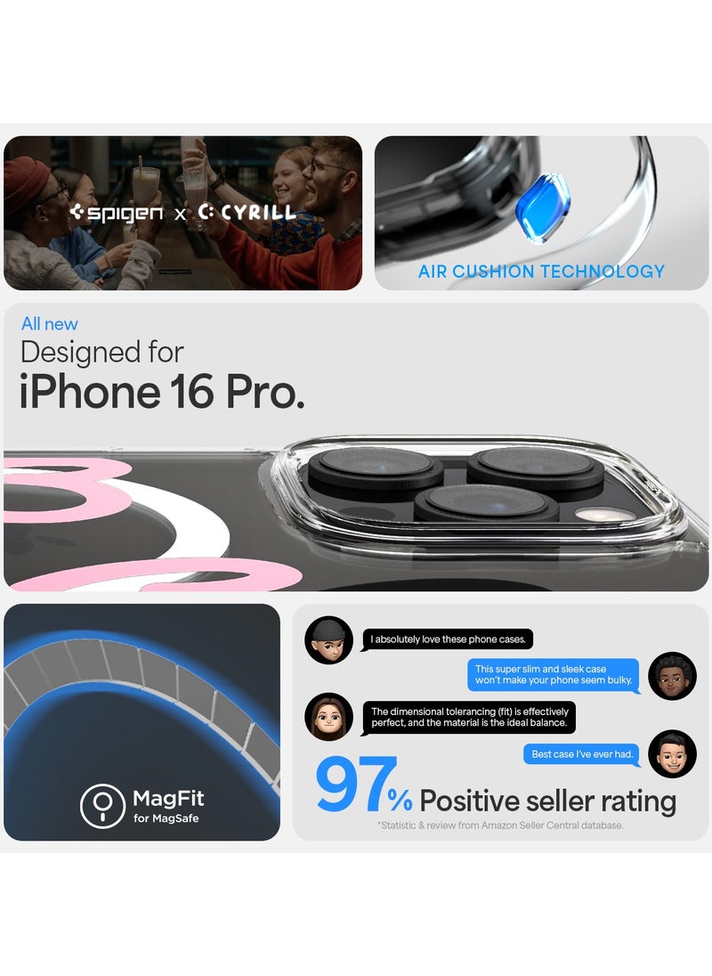 Spigen غطاء Ultra Hybrid MagFit لهاتف iPhone 16 Pro مع MagSafe (2024) قلوب باللون الأسود والوردي  - Image 2