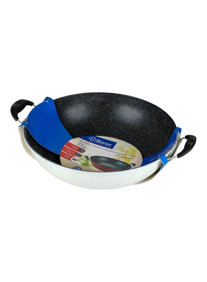 Bister Granite Non-Stick Wok with Dual Side Handles, 30 cm Insulated Bowl – Keeps Food Hot and Fresh, Black & White - Image 2