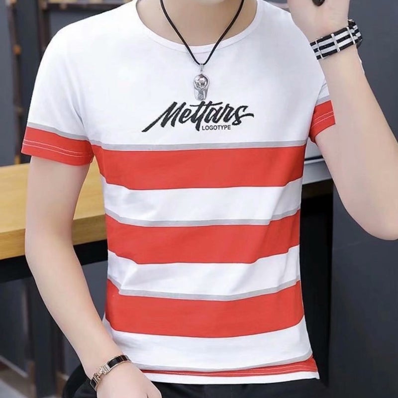 Summer Men'S Short Sleeve T-Shirt Round Neck Trendy Base Shirt Stall Supply Korean Men'S Striped Slim Fit Casual Shirt - Image 2