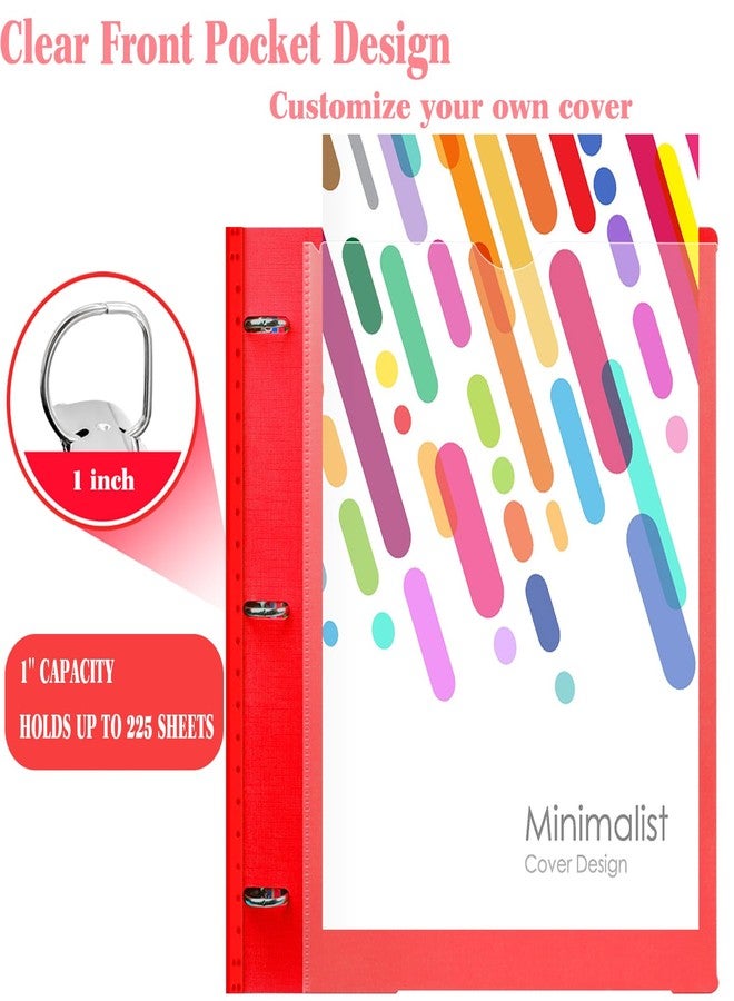 INFUN 1 Inch Telescoping 3 Ring Binder - 4PCS, Flexible Round Binder with Customizable Front Cover and Clear Catalog Pocket, 1 Inch Rings, 225 Sheet Capacity- Green, Red, Orange, Blue - Image 2