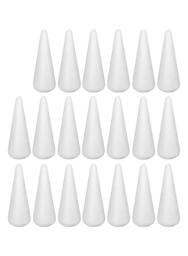 Crafjie Foam Cones for DIY Arts and Crafts (2.08 x 3.7in, 20 Pack), White Polystyrene Christmas Tree Foam Cones Craft Supplies, for DIY Home Craft Project, Christmas Tree, Table Centerpiece - Image 1