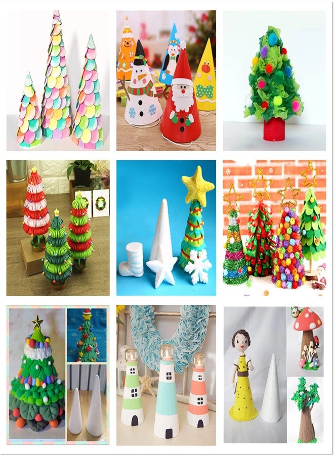 Crafjie Foam Cones for DIY Arts and Crafts (2.08 x 3.7in, 20 Pack), White Polystyrene Christmas Tree Foam Cones Craft Supplies, for DIY Home Craft Project, Christmas Tree, Table Centerpiece - Image 5