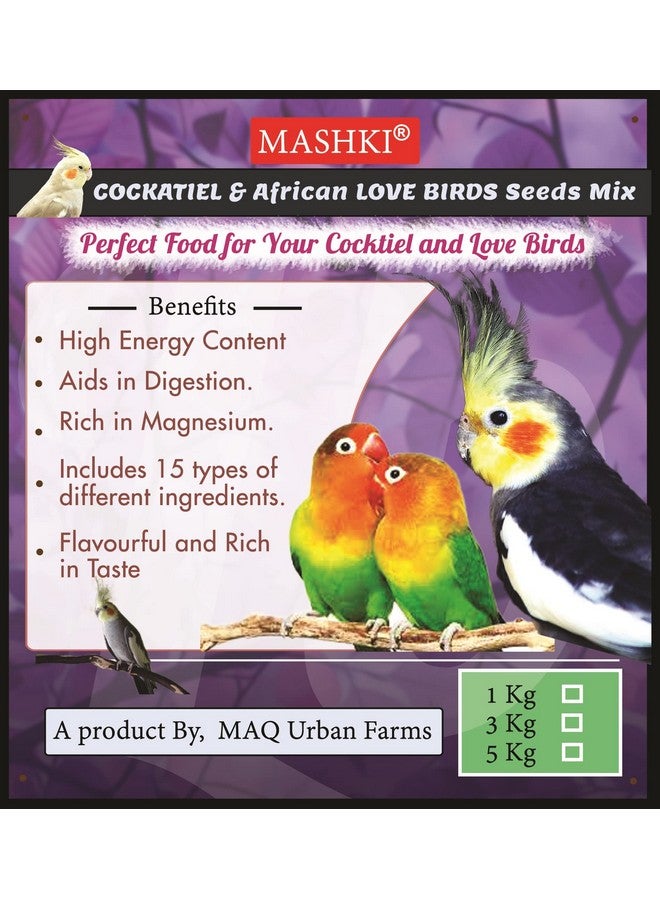 MASHKI Seed Mix For Cocktiel&African Lovebirds/15 Ingredients/Perfect Blended Nutrients Nuts, Oats Dry Adult, Senior, Young Bird Food (5 Kg), 1 Count  - Image 5