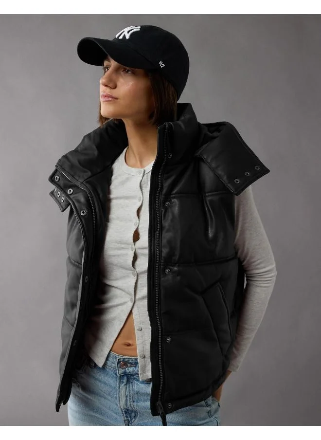 American Eagle AE Vegan Leather Puffer Vest