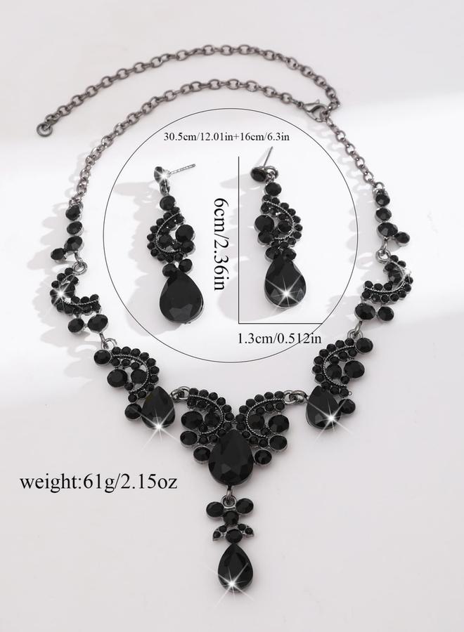 Take Two 2-Piece Embellished Rhinestone Drop Necklace and Earrings Jewelry Set - Image 3