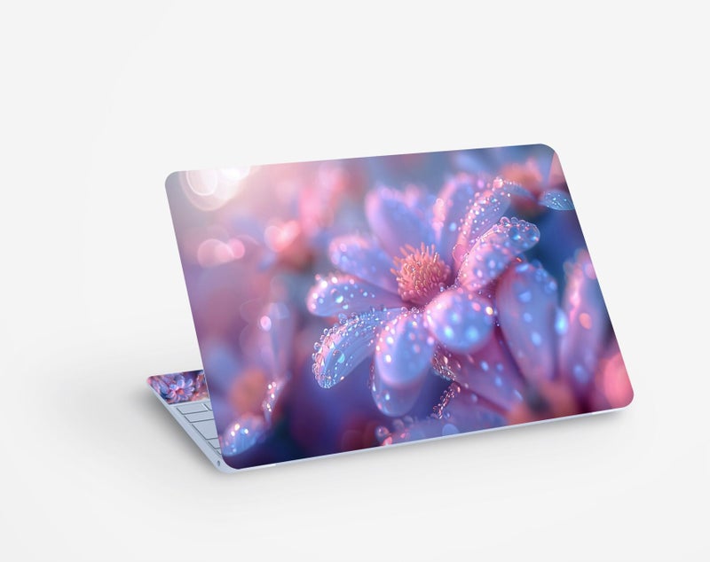Home Trove ALAYRA Purple Flowers Droplet Digital Art, Laptop Skin Sticker Decal,13.3 14 15 15.4 15.6 Inch Laptop Universal Vinyl Skin Sticker Cover,Dustproof, Waterproof,Decal Protector With Free 2 Wrist Pads - Image 5