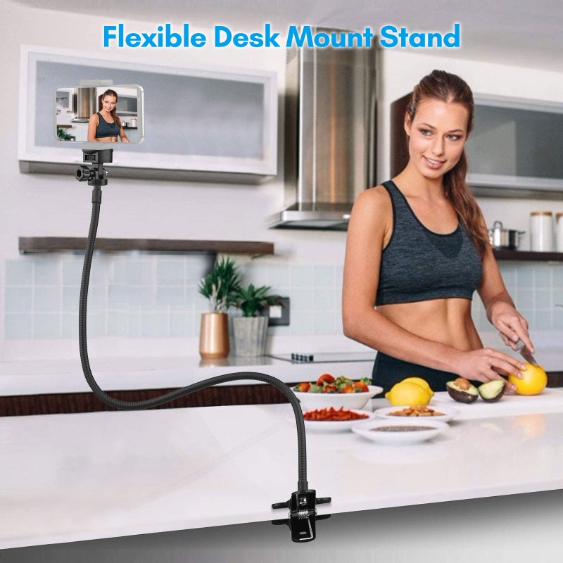 72cm/28in Webcam Stand Flexible Desk Mount Bracket with 1/4 Inch Screw 1kg Load Capacity for Web Camera C930e/C930/C920/C922x/C922/C925e/C615 for Smartphone Small LED Video Light - Image 3