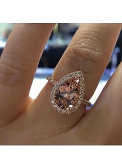 Champagne Cubic Zirconia Pear Ring for Women Rose Gold