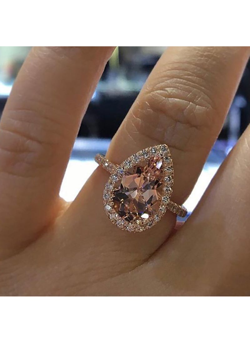Generic - Champagne Cubic Zirconia Pear Ring for Women Rose Gold - Image 1