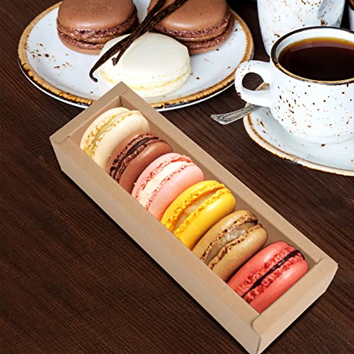 KBG 25 Pcs Brown Macarons Boxes of 6,Desserts Small Macaron Container Bakery Box also fits for Muffins and Cookies 7.2 inch×1.96 inch×1.96 inch（Does not contain macaron cookies） - Image 5