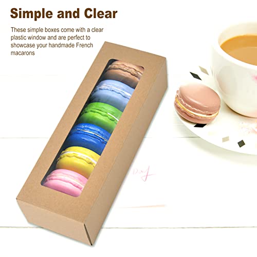KBG 25 Pcs Brown Macarons Boxes of 6,Desserts Small Macaron Container Bakery Box also fits for Muffins and Cookies 7.2 inch×1.96 inch×1.96 inch（Does not contain macaron cookies） - Image 3