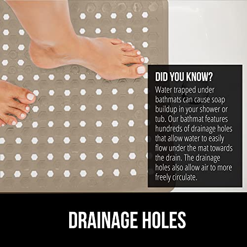 GORILLA GRIP Patented Square Shower Stall Mat, Small Bathtub Floor Mats for Stand Up Showers, Suction Cups and Drainage Holes, Machine Wash, Soft on Feet, Bathroom Accessories 21x21 Inch, Beige Opaque - Image 4