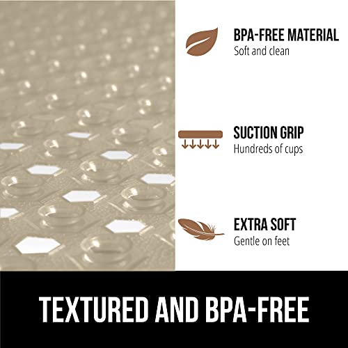 GORILLA GRIP Patented Square Shower Stall Mat, Small Bathtub Floor Mats for Stand Up Showers, Suction Cups and Drainage Holes, Machine Wash, Soft on Feet, Bathroom Accessories 21x21 Inch, Beige Opaque - Image 5