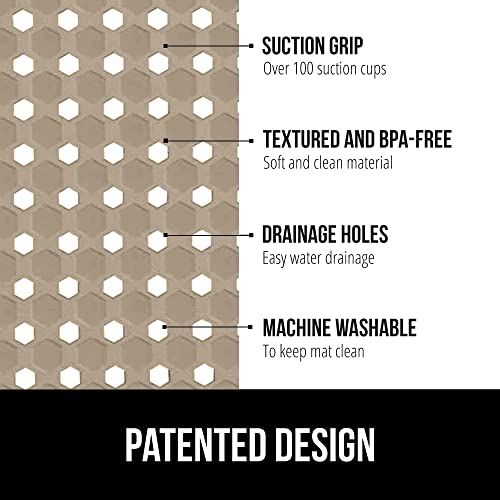 GORILLA GRIP Patented Square Shower Stall Mat, Small Bathtub Floor Mats for Stand Up Showers, Suction Cups and Drainage Holes, Machine Wash, Soft on Feet, Bathroom Accessories 21x21 Inch, Beige Opaque - Image 2