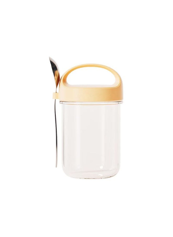 HOMESTAR Leak-Proof Overnight Oats Glass Jar With Spoon, Sealed Breakfast Yogurt Cup, Calcium Sodium Glass Portable Salad Container With Lid - Image 1