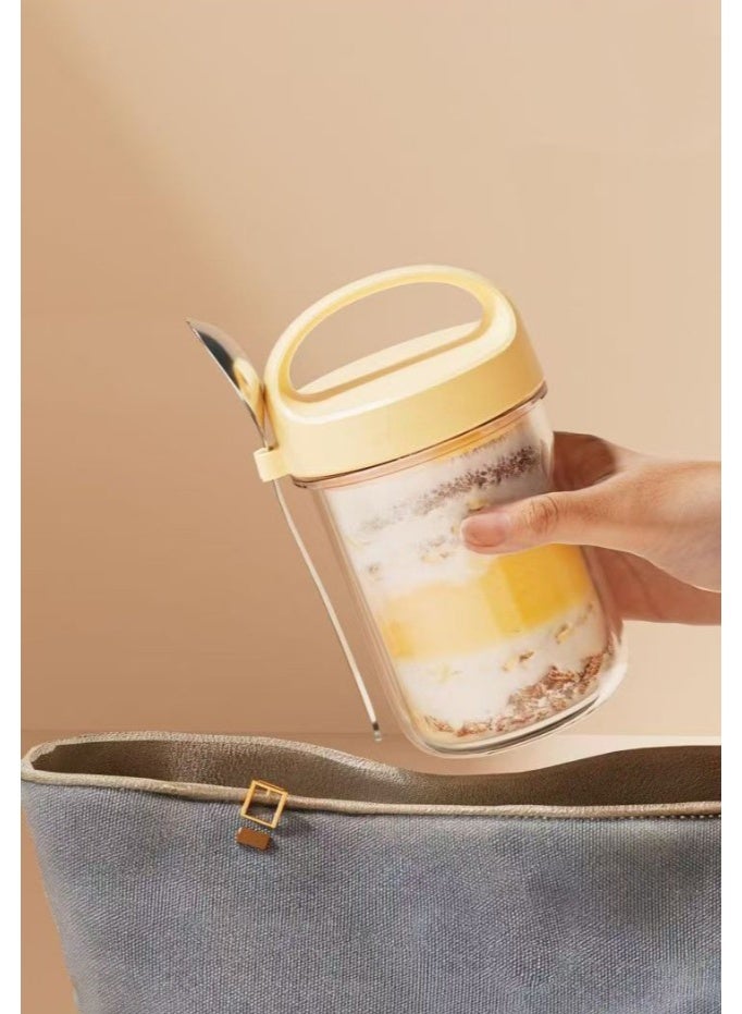 HOMESTAR Leak-Proof Overnight Oats Glass Jar With Spoon, Sealed Breakfast Yogurt Cup, Calcium Sodium Glass Portable Salad Container With Lid - Image 5