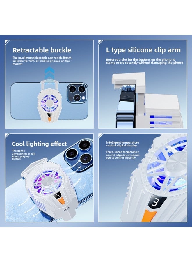 Mobile Phone Radiator Cooling Artifact Semiconductor Refrigeration Ultra-quiet Ice-sealed Back Clip Fan Anchor Game Application-Color:[white]-sr15  - Image 3
