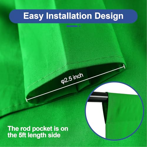 EMART 5x7ft Green Screen Backdrop, Polyester Wrinkle-Resistant Curtain Fabric, Chroma-Key greenscreen Cloth Sheet for Zoom, Including 2 Spring Clamps Suitable for Photoshoot, Interview, Live Stream - Image 3