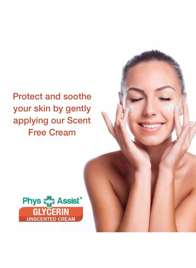 PhysAssist Glycerin Unscented Cream Deep Soothing Moisturizer to Dry, Itchy, and Dehydrated Skin. Made specially for those with Fragrance Intolerance after Radiotherapy and Chemotherapy. 4 OZ. MADE IN USA - Image 4