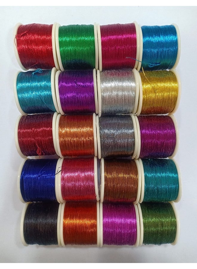 Unikart Premium Dayalji Multicoloured Zari Thread Pack of 20pcs for Aari/Maggam Embroidery, Art & Craft Work, Jewellery & Bangles Making Thread & DIY Kit. - Image 1